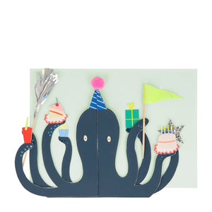 Meri Meri Party Octopus Stand Up Card - Happy Birthday