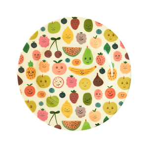 Melamine Kids Lunch Plate, Happy Fruits Print