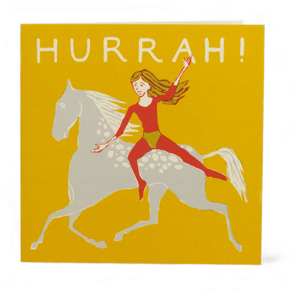 Large Square Card Bareback Rider Hurrah by Cambridge Imprint