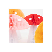 Load image into Gallery viewer, Meri Meri 10 Honeycomb Mushroom Decorations
