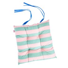 Load image into Gallery viewer, Chair Cushion, Pink &amp; Blue Striped Print
