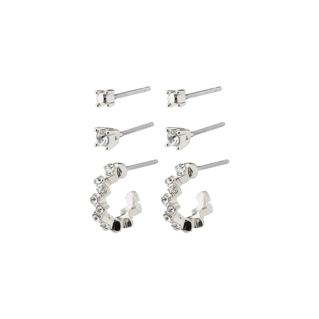 MARIE, Recycled Gift Set, Crystal Earrings, Silver-Plated