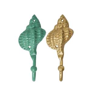 Metal Hooks Shell Shape Two Colours Gold and Green