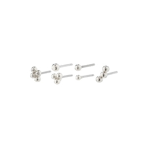SOLIDARITY Bubbles Eardstuds Multi- Set Silver Plated by Pilgrim