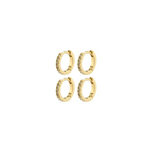 Load image into Gallery viewer, FRIENDS Crystal Huggie Hoops 2 in 1 set Gold Plated by Pilgrim
