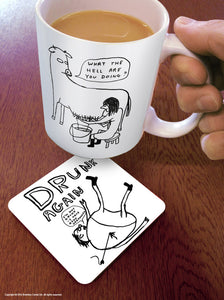 David Shrigley Coaster, Drunk Again
