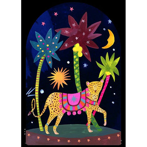 Jungle Leopard Die Cut Bell Jar Greetings Card by Hutch Cassidy - Gazebogifts