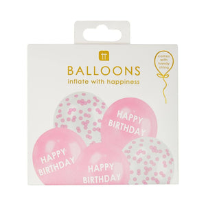 Happy Birthday Confetti Balloons Pink by Talking Tables