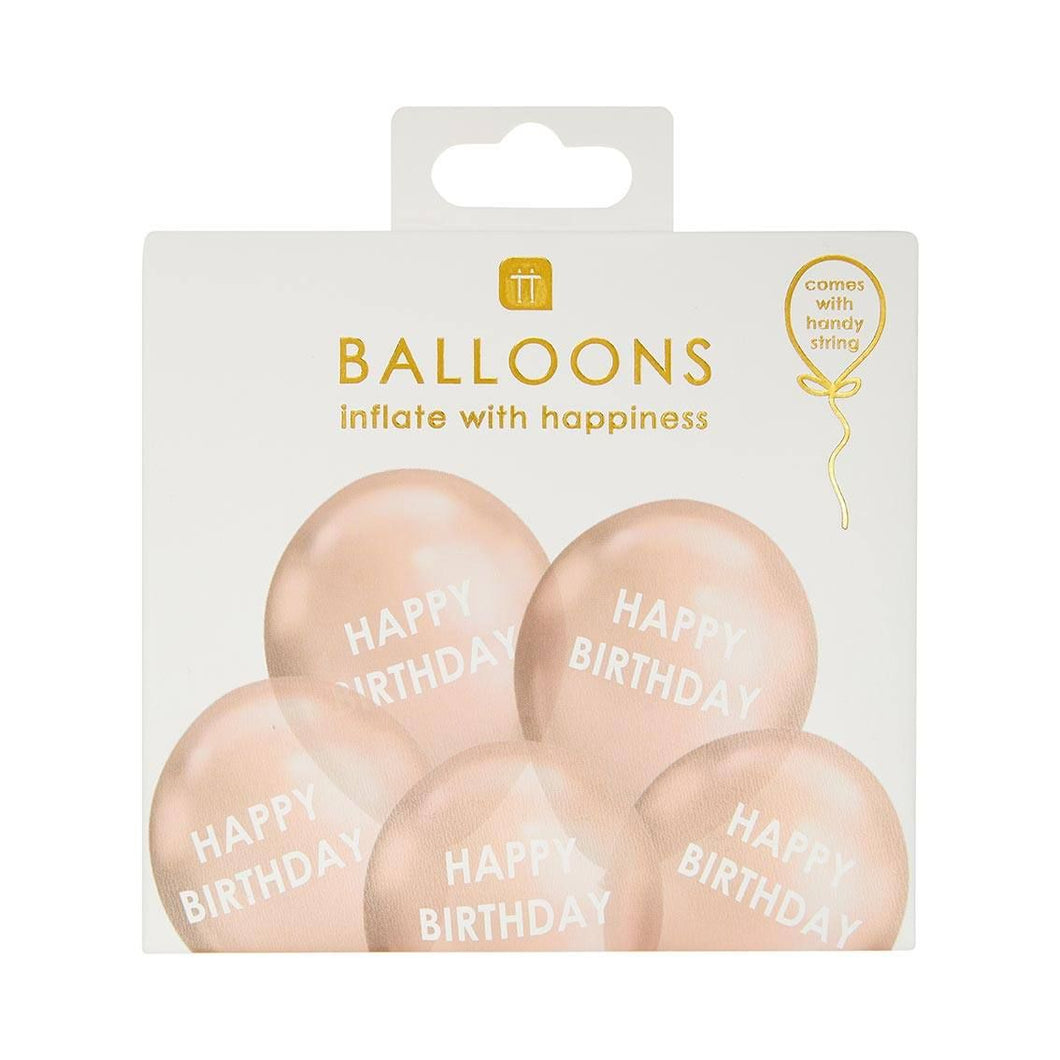 Rose Gold Happy Birthday Balloons by Talking Tables