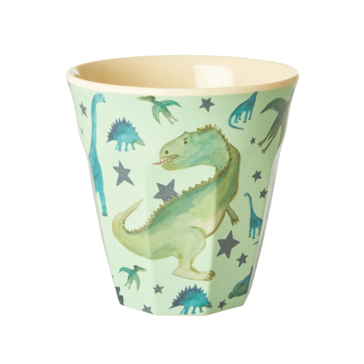 Medium Melamine Cup, Green Dinosaur Print