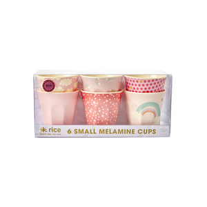 Set Of 6 Small Melamine Cups - Rainbow Print