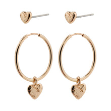 Load image into Gallery viewer, JAYLA Heart Pendant Earrings 2-in-1 Set Gold-Plated by Pilgrim

