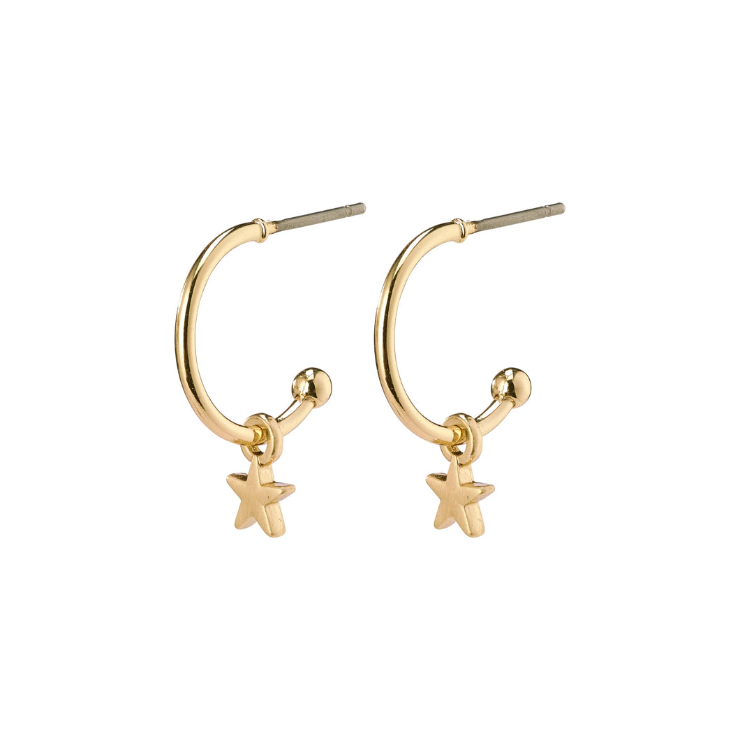 AVA Star Hoop Earrings Gold Plated by Pilgrim