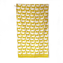 Load image into Gallery viewer, Cambridge Imprint - Cotton Tea Towel - Ducks and Rabbits - Acid Yellow
