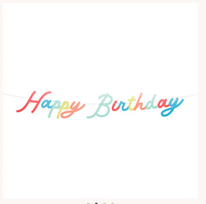 Bright Rainbow Happy Birthday Fringe Garland by Meri Meri