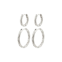 Load image into Gallery viewer, BLOSSOM Recycled Hoop Earrings 2-in-1 Set Silver Plated by Pilgrim
