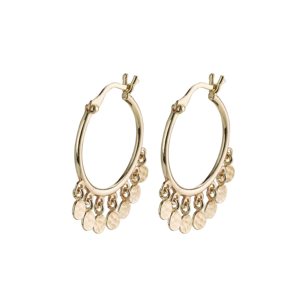 PANNA Coin Hoop Earrings Gold-Plated by Pilgrim