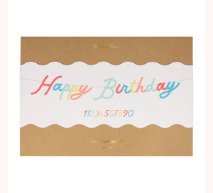 Bright Rainbow Happy Birthday Fringe Garland by Meri Meri