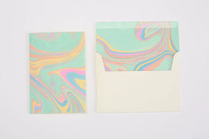 Hand Marbled Card Free Spirit Pastel Punch by Paper Mirchi