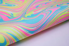 Load image into Gallery viewer, Hand Marbled Gift Wrap  Waves Neon by Paper Mirchi
