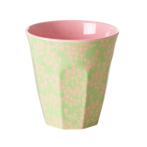 Medium Melamine Cup, Pink Flower Field Print
