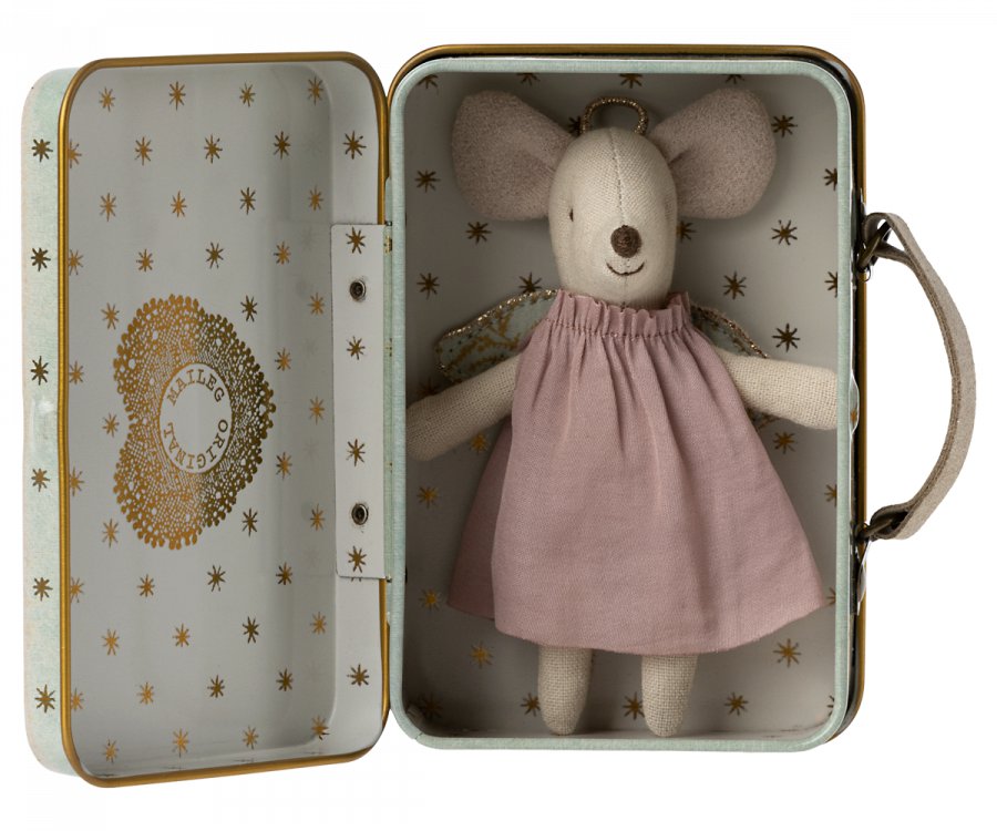 Angel Little Sister Mouse in Suitcase by Maileg