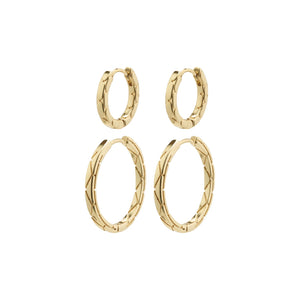 BLOSSOM Recycled Hoop Earrings 2-in-1 Set Gold Plated by Pilgrim