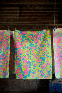 Hand Marbled Gift Wrap  Stone Neon by Paper Mirchi