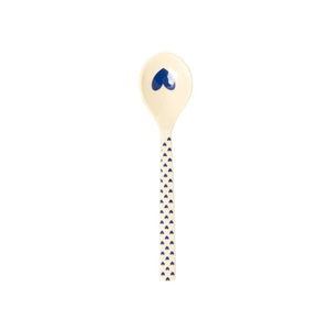 Melamine Spoon, Heart Print - Dark Blue