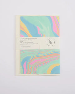 Hand Marbled Card Free Spirit Pastel Punch by Paper Mirchi