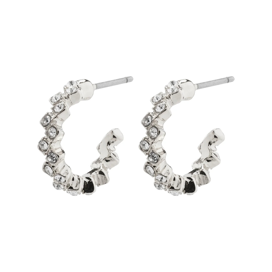 ESTER Crystal Hoops Silver Plated by Pilgrim
