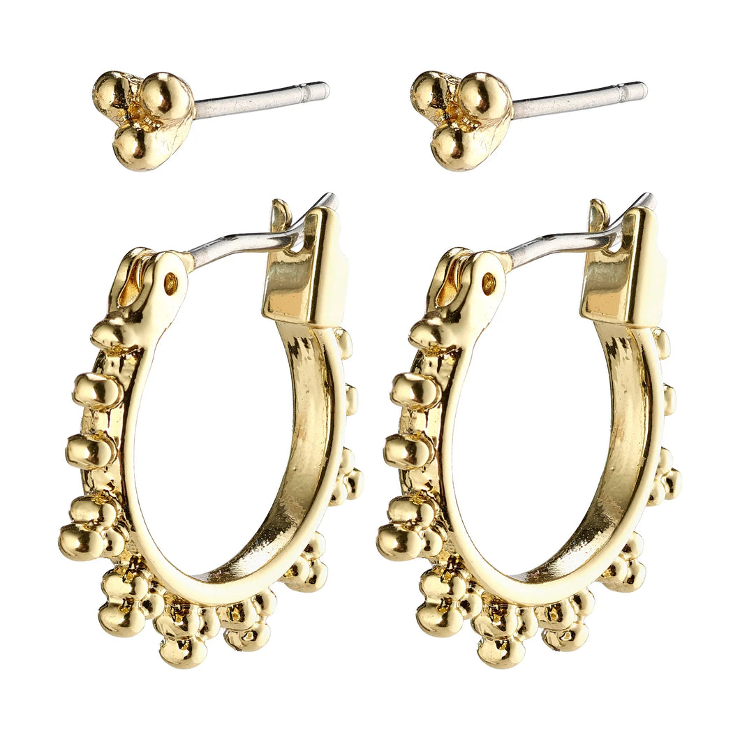 KATE Hoops and Earstuds 2-in-1 set Gold Plated by Pilgrim