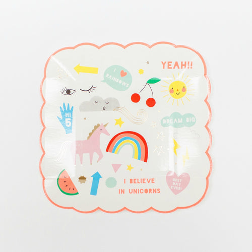Rainbow & Unicorn Paper Plate - Gazebogifts