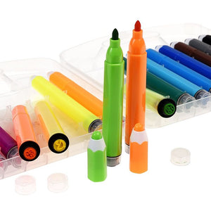 Wild Wonders Set  of 18 Coloured  Felt Tip Stamp Pens