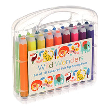 Load image into Gallery viewer, Wild Wonders Set  of 18 Coloured  Felt Tip Stamp Pens
